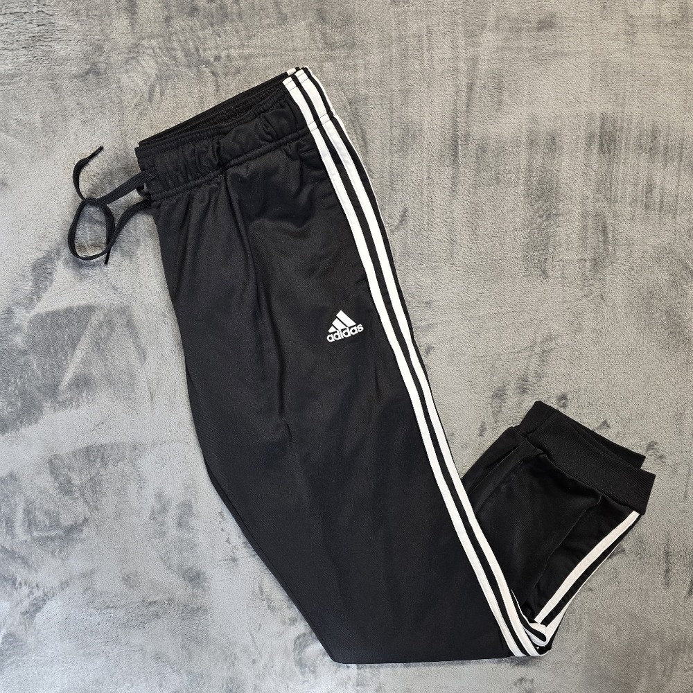 Adidas Black Tricot Track Jogging Pants Joggers Size Youth Large Fits Mens Med